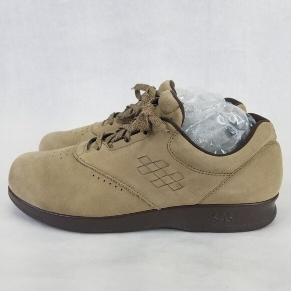 SAS Free Time Walking Shoes Womens 8.5M Oxford Beige Taupe Suede Lace Up Comfort - Picture 4 of 16